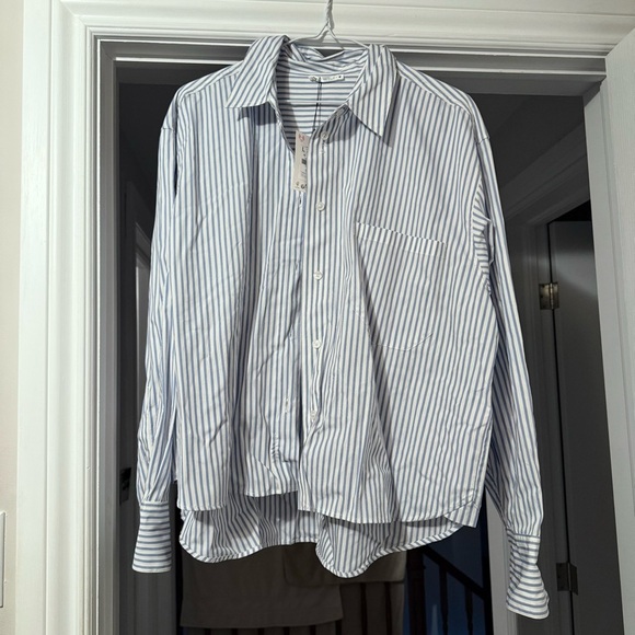 Zara oversized Blue PJ Striped Shirt - Picture 3 of 5